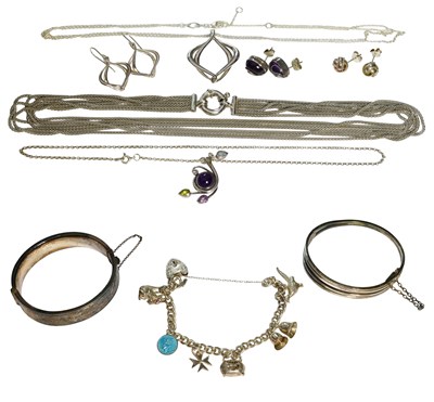 Lot 444 - A Quantity of Silver and White Metal Jewellery,...