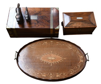 Lot 222 - A Victorian Mahogany Travelling Box, a two...