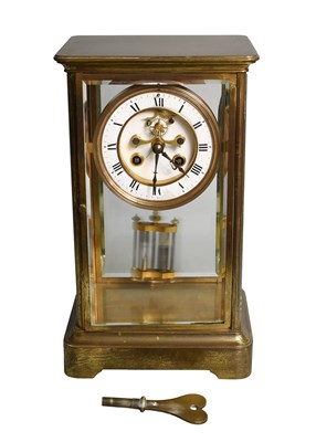 Lot 367 - A French Four Glass Brass Striking Mantel...