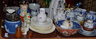 Lot 552 - Two trays of decorative ceramics including Toby jugs, Chinese vases and tea bowls,...