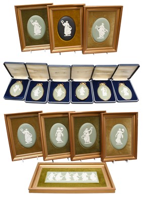 Lot 229 - Six Wedgwood Sage Jasper "Dancing Hours" Oval...