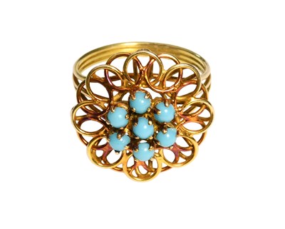 Lot 469 - A Turquoise Cluster Ring, of floral form, the...