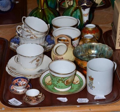 Lot 559 - A tray of English porcelain including Royal Crown Derby miniature cups and saucers,...