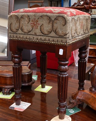 Lot 1434 - A Victorian Mahogany Stool, with needlework...