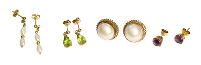Lot 478 - A Pair of 9 Carat Gold Mabe Pearl Earrings,...