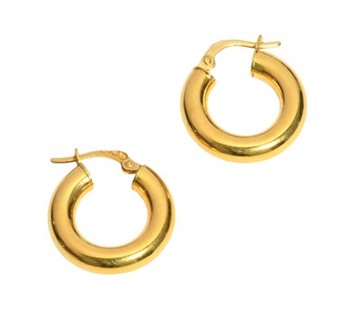 Lot 480 - A Pair of Hoop Earrings, stamped '750', length...