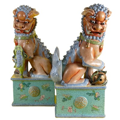 Lot A Pair of Chinese Porcelain Dogs of Fo, 19th...