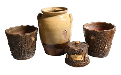 Lot 258 - Halifax Pottery, a barkware inscribed tobacco...