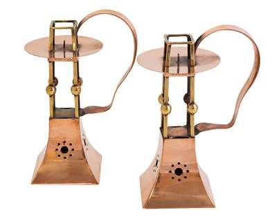 Lot 684 - A Pair of Jugendstil Brass and Copper Candle...