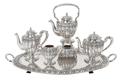 Lot 2108 - A Four-Piece Mexican Silver Tea and Coffee-Service With a Tray En Suite