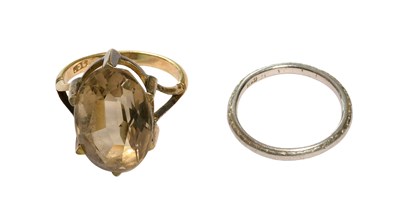 Lot 435 - A Band Ring, stamped 'PLAT', finger size L;...