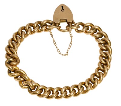 Lot 442 - A Curb Link Bracelet, stamped '9C',with a 9...