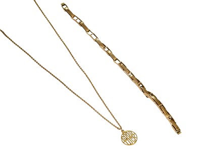 Lot 456 - A Good Luck Pendant on Chain, both stamped...