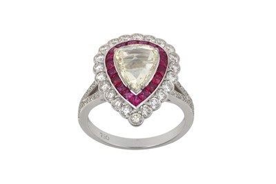 Lot 2195 - A Ruby and Diamond Cluster Ring the rose cut...