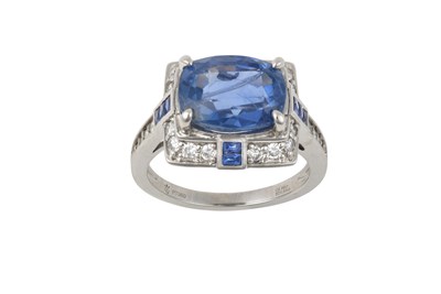Lot 2301 - An Art Deco Style Sapphire and Diamond Ring...