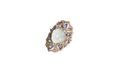 Lot 132 - An Aquamarine, Tanzanite and Diamond Ring, the...