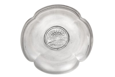 Lot 2093 - A Swiss Coin-Set Silver Dish