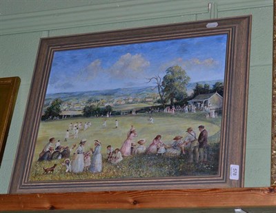 Lot 578 - Oil painting by Dorothy Sutton, Country Cricket