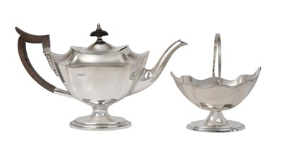 Lot 2154 - A George V Silver Teapot and a Similar Victorian Silver Sugar-Basket