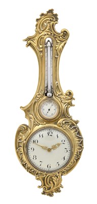 Lot 2131 - A Victorian Silver-Gilt Wall-Mounted Combination Timepiece, Aneroid Barometer and Thermometer
