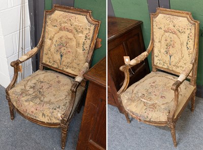 Lot 1503 - A Pair of 18th Century French Giltwood Chairs,...