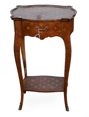Lot 1365 - A French Inlaid Lamp Table, in Louis XVI style,...