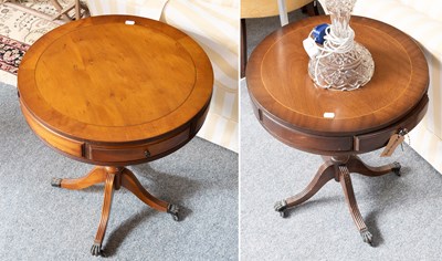 Lot 1506 - A Small Reproduction Yewwood Drum Lamp Table,...