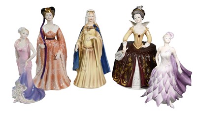 Lot 345 - Coalport Porcelain Figures of Ladies,...