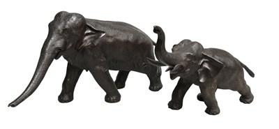 Lot 265 - Two Japanese Patinated Bronze Models of...