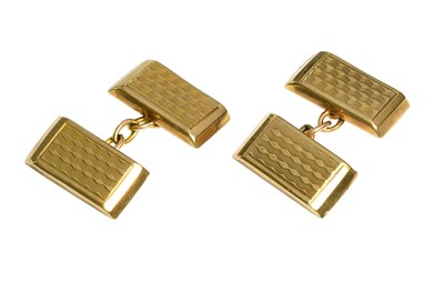 Lot 504 - A Pair of 9 Carat Gold Cufflinks, the chain...