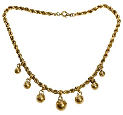 Lot 506 - A Necklace, the rope twist necklace suspending...