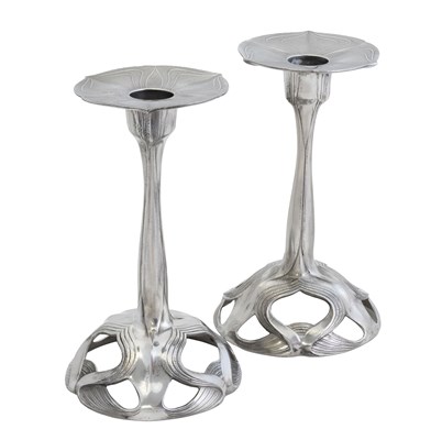 Lot 683 - A Pair of Jugendstil Orivit Pewter...