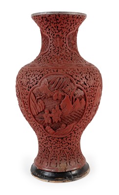 Lot 70 - A Chinese Cinnabar Lacquer Vase, late Qing...