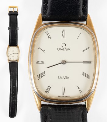 Lot 143 - A Plated Rectangular Wristwatch, signed Omega,...