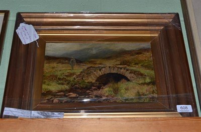 Lot 608 - Attributed to Waller Hugh Paton (1828 -1895) Highland landscape with figure and bridge,...