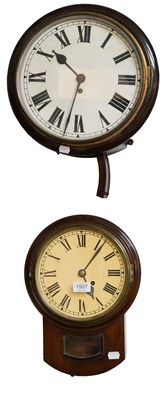 Lot 1507 - A Mahogany 8" Drop Dial Wall Timepiece, early...