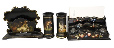 Lot 343 - A Victorian Papier-mâché Letter Rack, and a...
