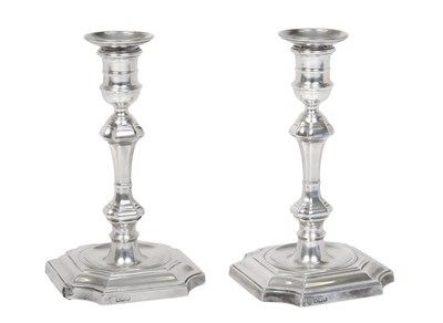 Lot 2171 - A Pair of George V Silver Candlesticks