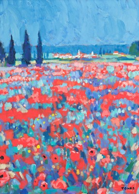 Lot 520 - Godfrey Tonks (b.1948) "Poppies with Distant...
