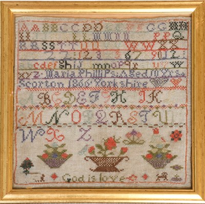 Lot 331 - 19th Century Alphabet Sampler, worked by Maria...