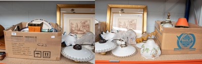 Lot 358 - Various glass lightshades, including opaque...