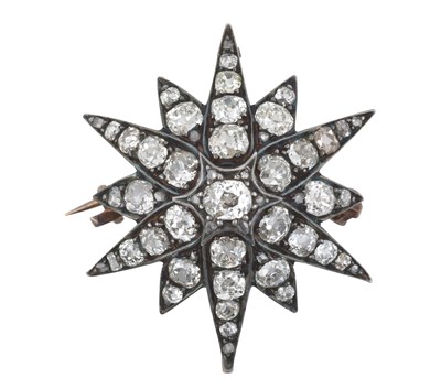 Lot 2347 - A Late Victorian Diamond Star Brooch/Pendant...