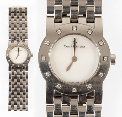 Lot 176 - A Lady's Stainless Steel Diamond Set...