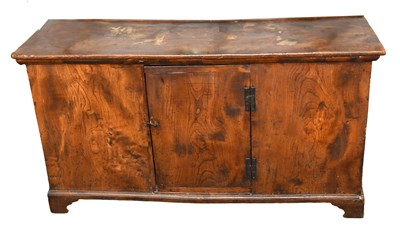 Lot 1353 - A 19th Century Elm Three Door Cabinet, the top...