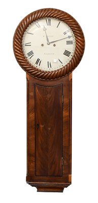 Lot 1363 - A 14" Drop Dial Mahogany Striking Wall Clock,...