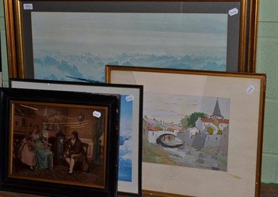 Lot 629 - Crystoleum, James B Cook watercolour and two prints