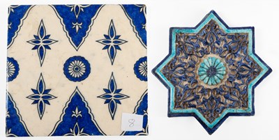Lot 105 - A Persian Earthenware Star Tile, probably...