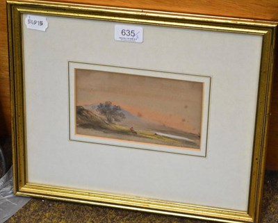 Lot 635 - One watercolour of North Wales and a coastal scene, each approx 9cm by 18cm, in gilt frames;...