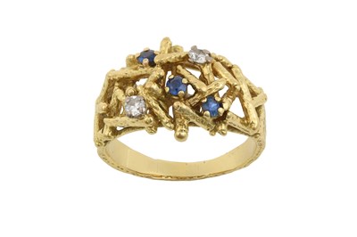 Lot 2257 - An 18 Carat Gold Sapphire and Diamond Ring, by...