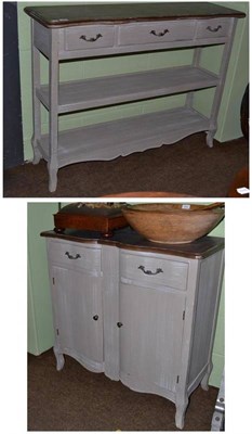 Lot 649 - A small two drawer shabby chic painted dresser base and a shabby chic painted three drawer hall...